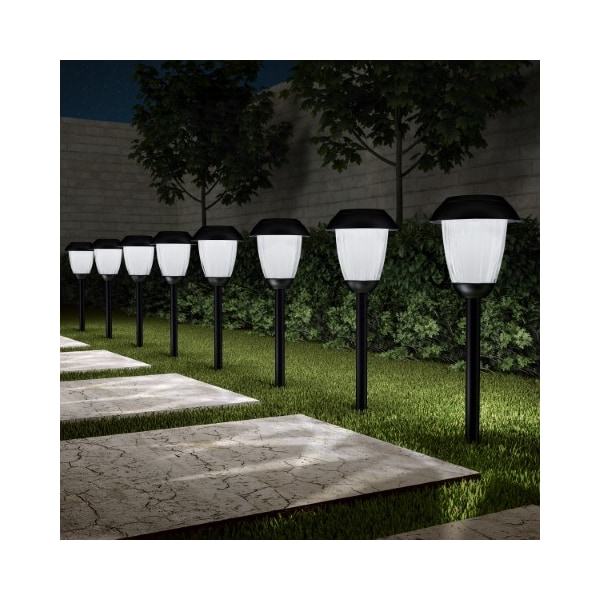 Nature Spring Set of 8 Solar Path 16-inch Stainless Steel Outdoor Stake Lighting for Garden, Landscape (Black) 282370VAW - main